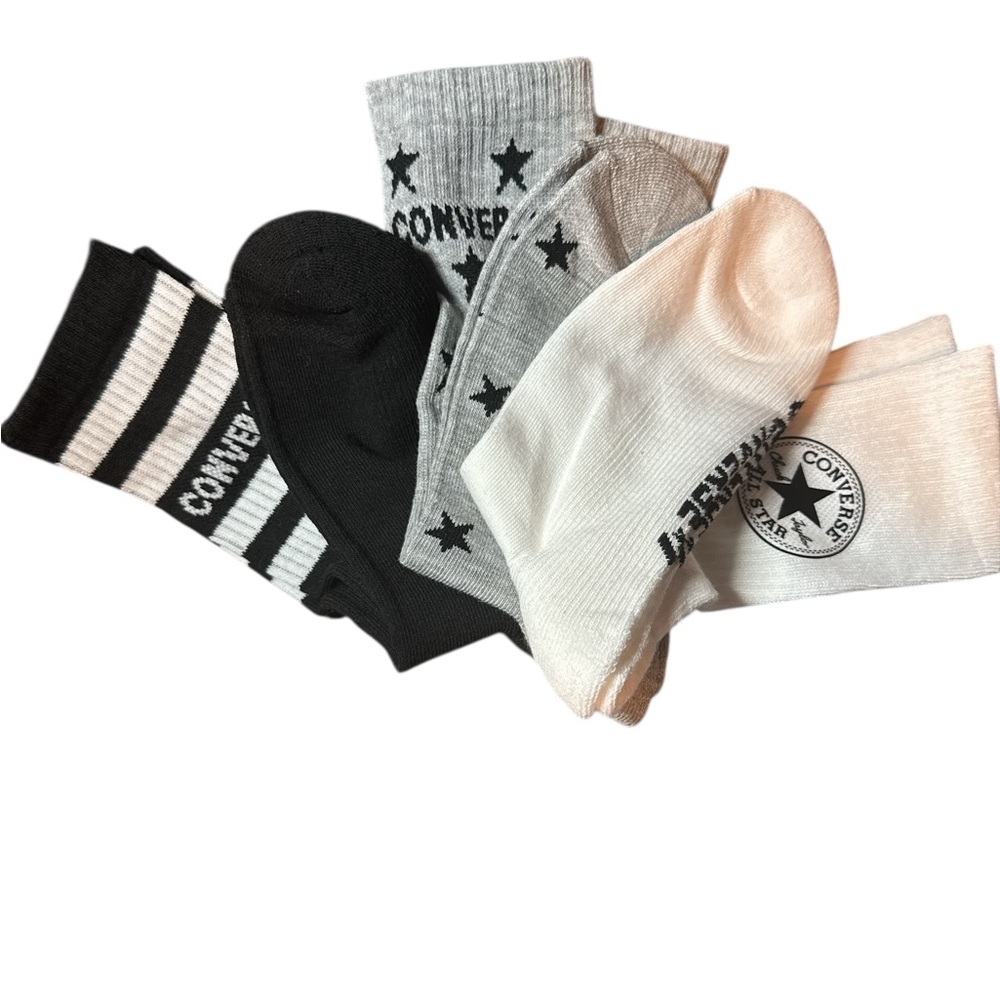 Converse NEW Men's Black, Gray, and White Socks 6-12 size - Picture 2 of 2